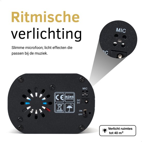Arrière d'une lumière de fête Cheroy avec ventilation et entrée microphone.