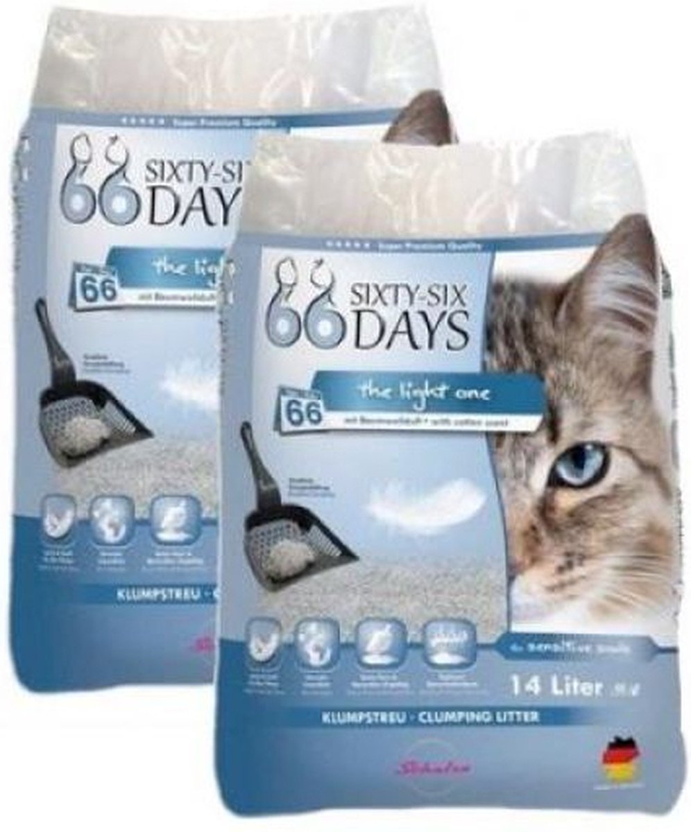 Bol.com 2x14 ltr 66 days cotton light kattenbakvulling kattenbakvulling aanbieding