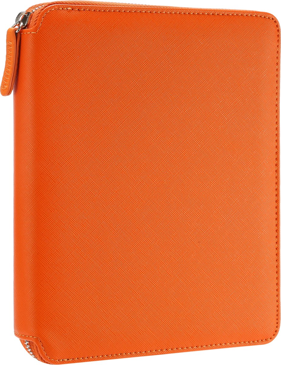 Victoria's Journals Sofia Smyth Zipper Folder - Schrijfmap A5 - Luxe Vegan Leer Schrijfmap A5 met rits en Premium A5 Vegan Leer Notitieboek - Dotted - Oranje