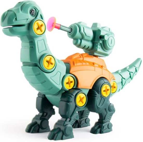 Thumbnail van een extra afbeelding van het spel Montage set van 3 Dinosaurus met pistool, pijltjes, schroeven en schroevendraaier | Leren bouwen | STEM speelgoed | Educatief Montessori