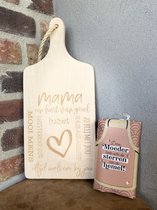 Creaties van Hier - serveerplankje - mama met keukenschort moeder - 35 cm - hout - moederdag cadeautje