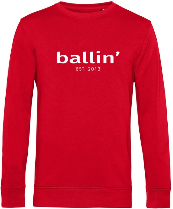 Heren Sweaters met Ballin Est. 2013 Basic Sweater Print - Rood - Maat 3XL