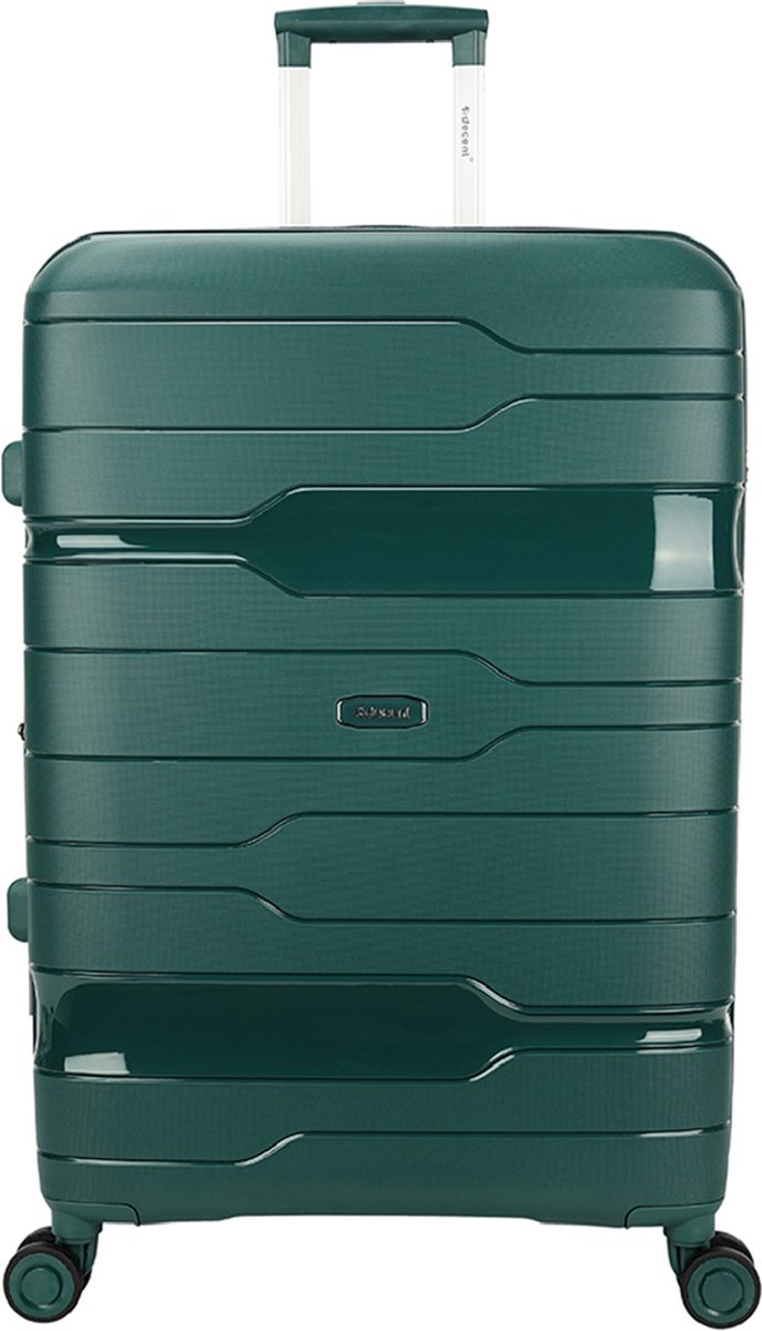 Decent ONE-CITY Grotemaat koffer 76X51X28 cm – Reiskoffer met wielen - Lichtgewicht koffer – Reiskoffer midden - Veilig TSA Cijferslot – Spinner uitbreidbaar trolley - DONKERGROEN