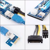 6-pins aangedreven PCI-E PCI Express Riser - VER 006C - 1X naar 16X PCIE USB 3.0-adapterkaart - met USB-verlengkabel - GPU grafische kaart Crypto Currency Mining (blauw) merk Victony 3 pack