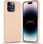 Coverzs Solid silicone case geschikt voor Apple iPhone 14 Pro Max (zacht roze) - iPhone 14 Pro Max hoesje roze - iPhone 14 Pro Max case geschikt voor Apple - Luxe siliconen hoesje met 3-laags bescherming