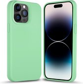 Coverzs Solid silicone case geschikt voor Apple iPhone 14 Pro (mint) - iPhone 14 Pro hoesje groen mint - iPhone 14 Pro case geschikt voor Apple - Luxe siliconen hoesje met 3-laags bescherming