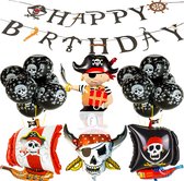 Piraat verjaardag thema - piraten feestpakket decoratie - zwart rood ahoy