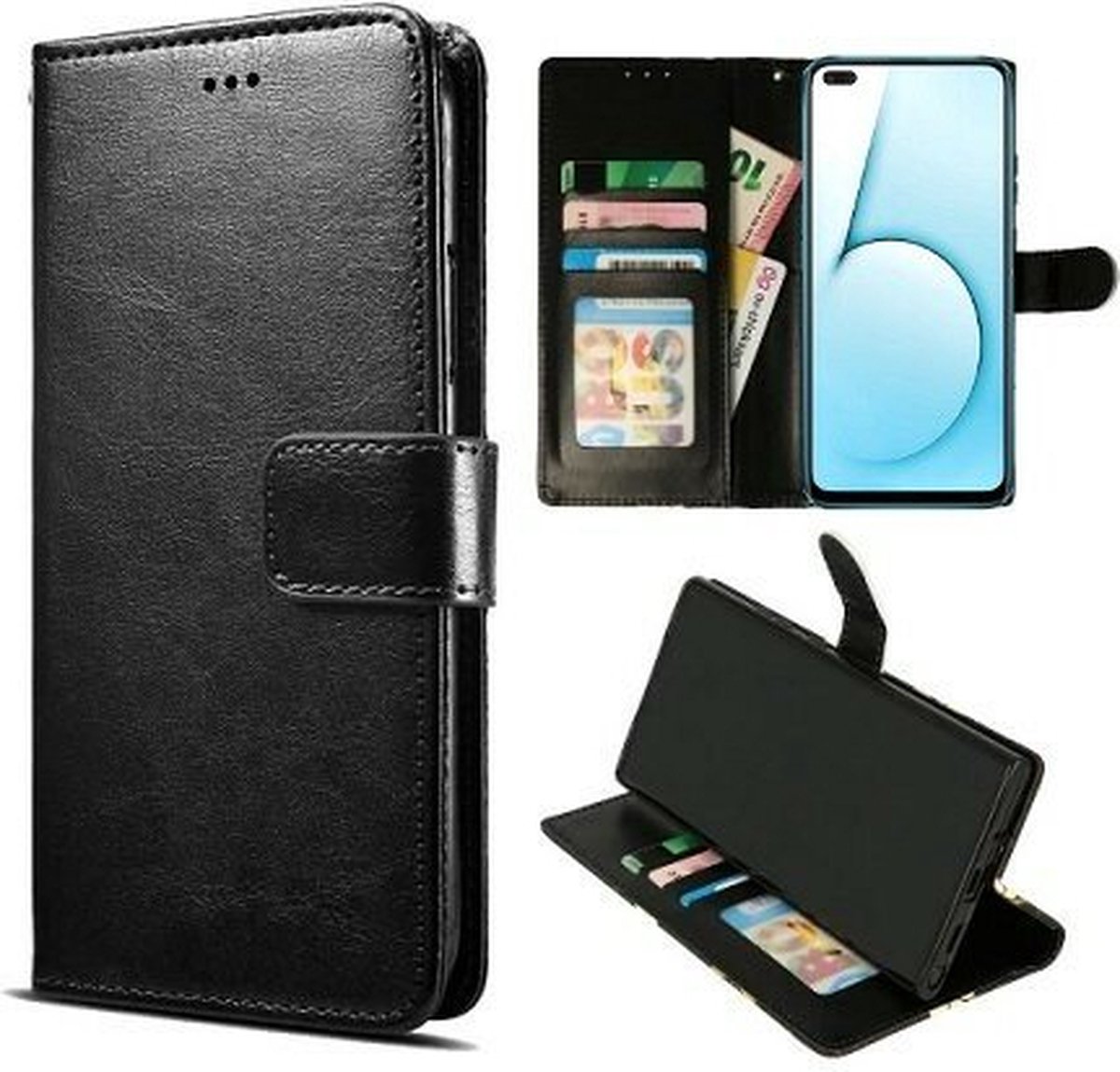 Realme X50 5G Hoesje Met Pasjeshouder Bookcase Zwart