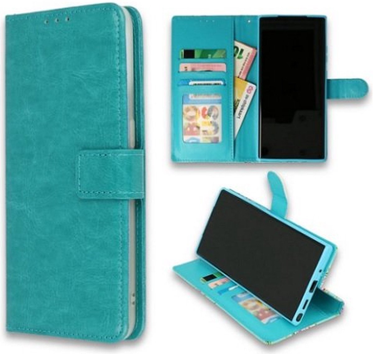 Motorola E7i Power Hoesje Met Pasjeshouder Bookcase Turquoise