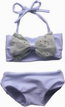 Maat 56  Bikini zwemkleding Wit met steentjes badkleding met strik voor baby en kind zwem kleding
