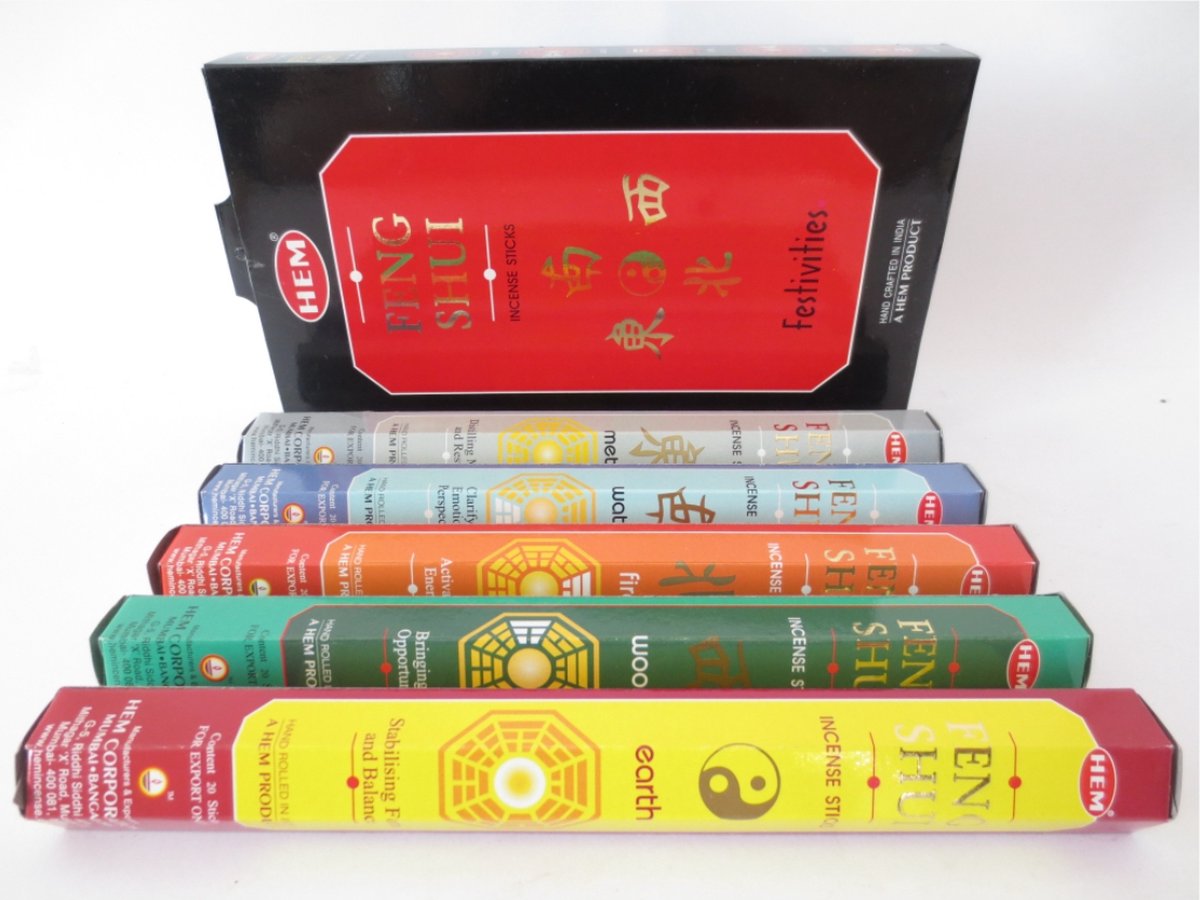 HEM - Giftpack Feng Shui - 5 doosjes wierook stokjes (100 stokjes totaal) - incl. Handleiding - Hem