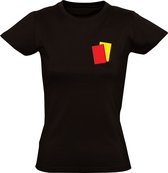 Rood Geel Scheidsrechter Dames T-shirt | Scheids | Voetbal | Hockey | Voetbalscheidsrechter | Rode Kaart | Gele kaart | Shirt
