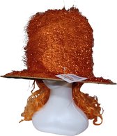 Oranje hoge hoed  met oranje haar - Funny holland collection - 27069 - nederland - holland