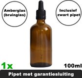 1x professionele amber (bruinglas) pipetflesje 100 ml inclusief zwart pipet - glazen pipetfles - aromatherapie