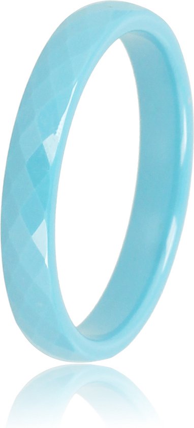 My Bendel - Keramieken ring facet geslepen blauw 3mm - Keramische, onbreekbare, mooie blauwe dames ring - Verkleurt niet - Met luxe cadeauverpakking