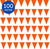 100 meter Oranje Vlaggenlijn Versiering - Vlaggen voor WK voetbal 2022 - Slingers met Vlaggetjes - 10x10 m Vlaggenlijn voor buiten en binnen