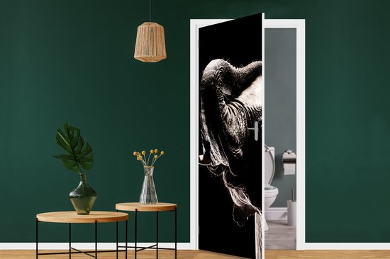 Deursticker Olifant - Zwart - Dieren - Portret - 80x205 cm - Deurposter