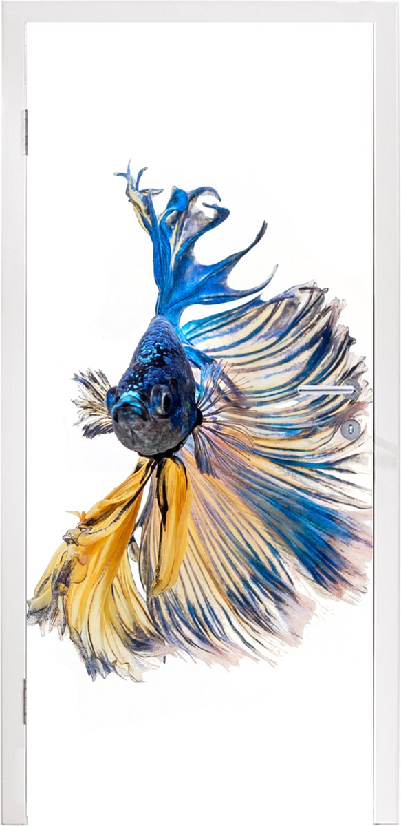 Deurposter 85x215 cm - Deursticker Vis - Staart - Blauw - Meubelfolie zelfklevend - Deurfo