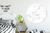 WallCircle - Stickers muraux - Cercle Papier Peint - Marbre - Wit - Grijs - Luxe - Aspect Marbre - Structure - 140x140 cm - Cercle Mural - Auto Adhésif - Sticker Papier Peint Rond
