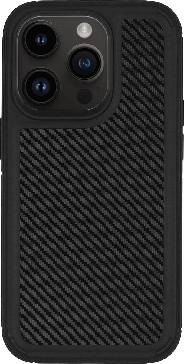 BMAX Carbon soft case hoesje geschikt voor Apple iPhone 14 Pro - Telefoonaccessoires - Telefoonhoesjes - Telefonie & Accessoires - Soft cover - Telefoonhoesje - Beschermhoesje - Telefoonbescherming - Zwart