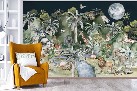 Papier Peint - Papiers Papier peint photo Enfants - Décoration Jungle - Éléphant - Largeur 390 cm x Hauteur 260 cm