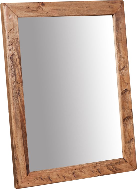 Houten wandspiegel in antiek witte afwerking L60xPR4xH60 cm Gemaakt in Italië