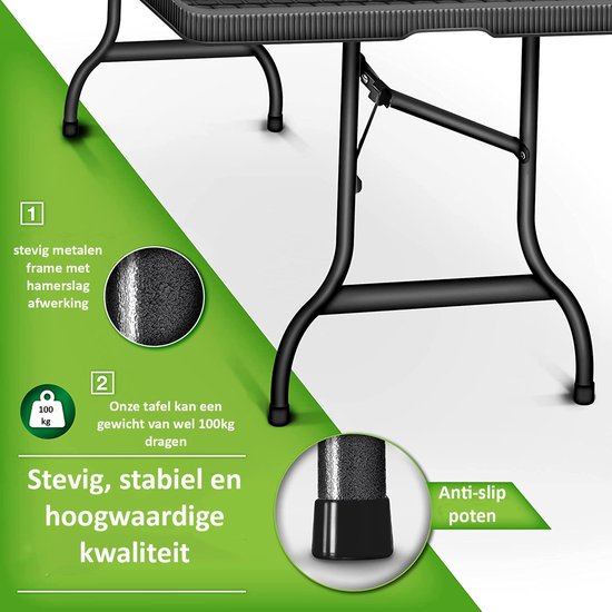 Sens Design Tuintafel kunststof - campingtafel inklapbaar - Rotan-Look - Sens Design