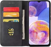 Smartphonica Samsung Galaxy A23 kunstleren hoesje met magnetische sluiting en pashouders book case - zwart / Kunstleer / Book Case geschikt voor Samsung Galaxy A23