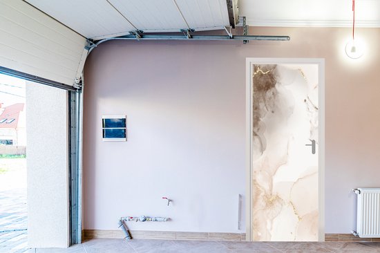 Sticker mural effet marbre - Marron - Lignes - 85 x 215 cm - Affiche de porte