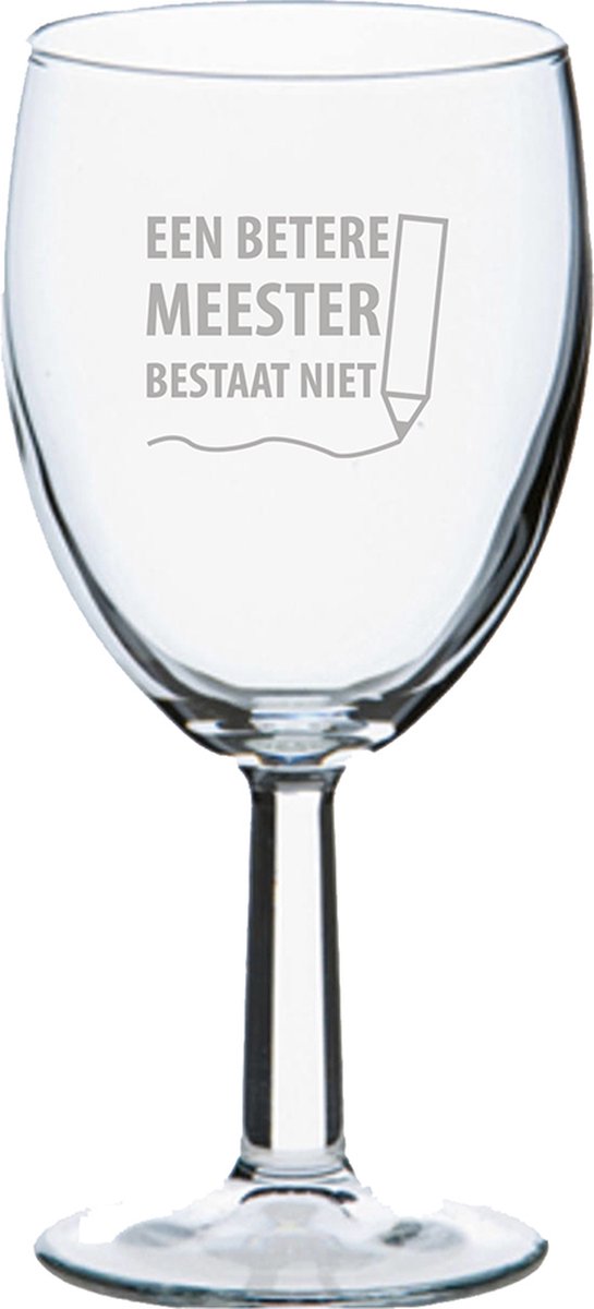 Gegraveerde wijnglas 24,5cl een betere meester bestaat niet
