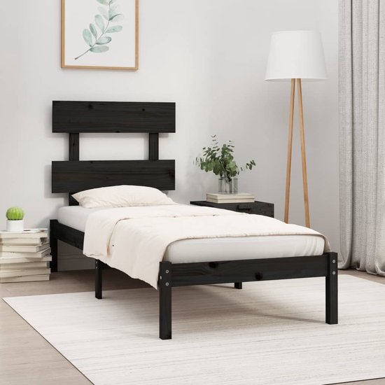 UJCHVHN Item-bedframe zonder matras zwart 100x200 cm massief hout, bedden & accessoires, bedden en bedframes UJCHVHN Item-bedframe zonder matras zwart 100x200 cm massief hout, bedden & accessoires, bedden en bedframes