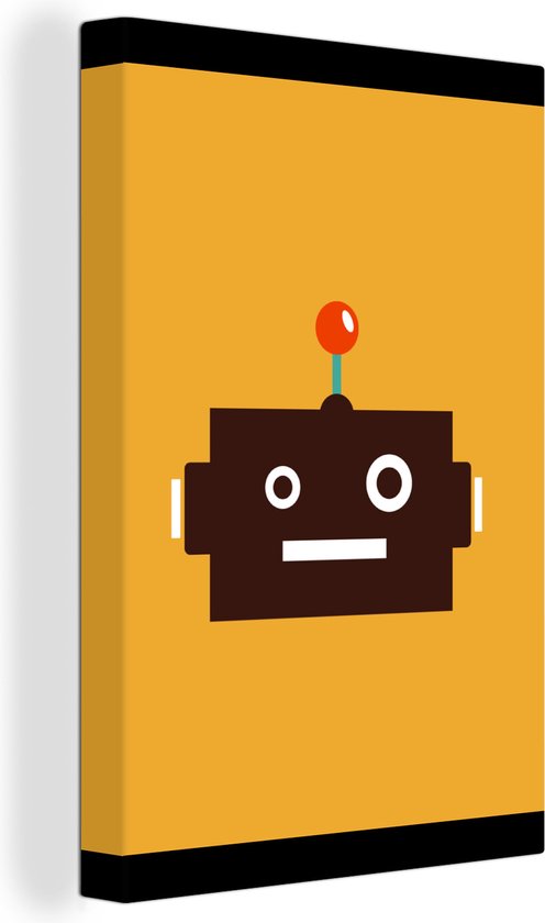 Canvas kids - Wanddecoratie meisjes - Jongens - Kinderen - Robot - Minimalisme - Decoratie voor kinderkamers - Canvasdoek kinderen - 60x80 cm