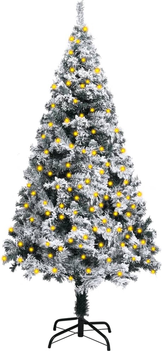 Prolenta Premium - Kunstkerstboom met LED's en sneeuwvlokken 120 cm groen