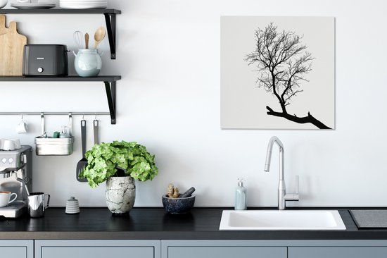 Silhouette d'une branche d'arbre 50x50 cm - Tirage photo sur toile (Décoration murale salon / chambre)