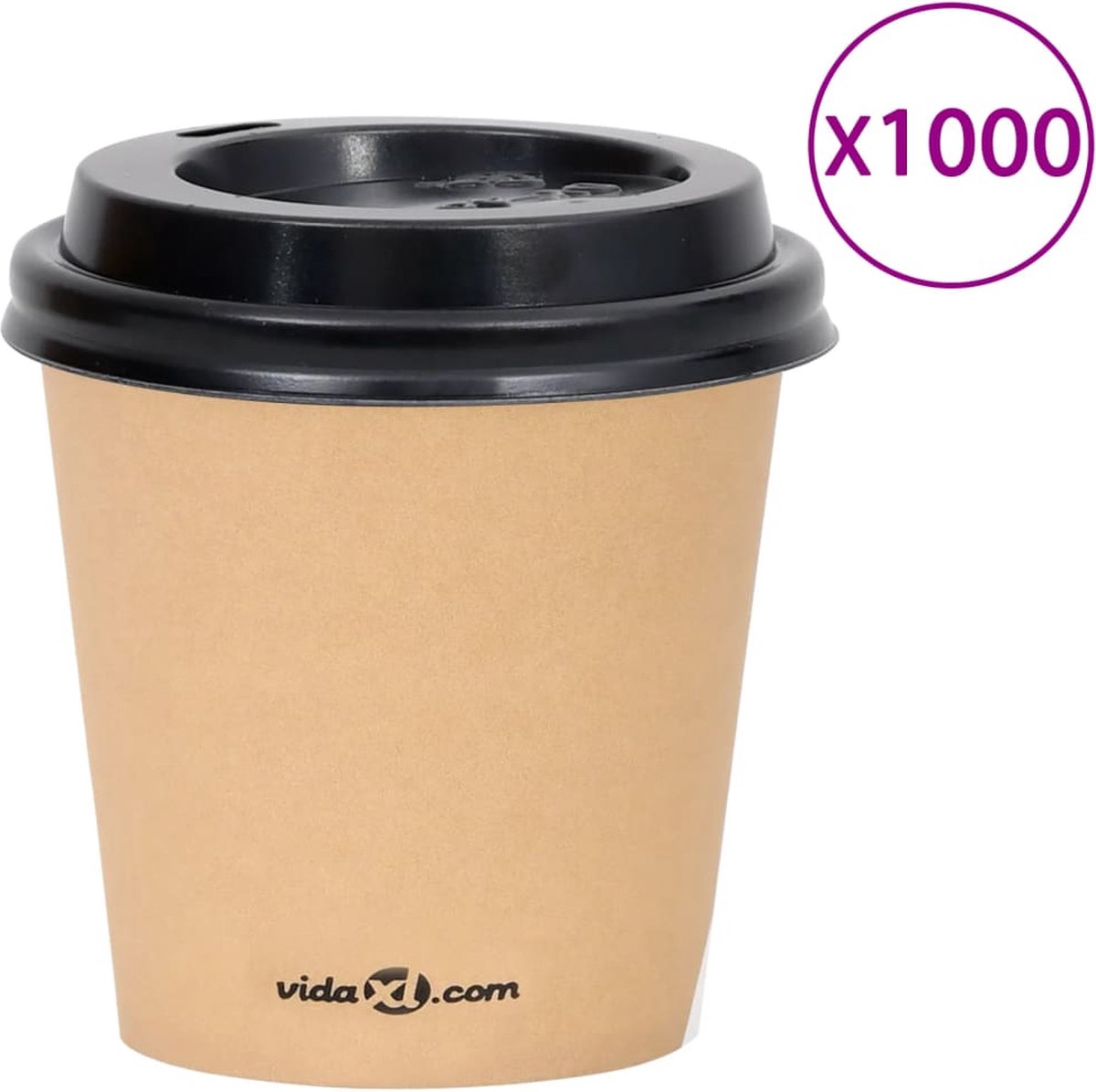 Prolenta Premium - 1000 st Koffiebekers met deksels 120 ml papier bruin