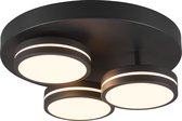 LED Plafondlamp - Plafondverlichting - Trion Franco - 25.5W - Warm Wit 3000K - 3-lichts - Dimbaar - Rond - Mat Antraciet - Aluminium