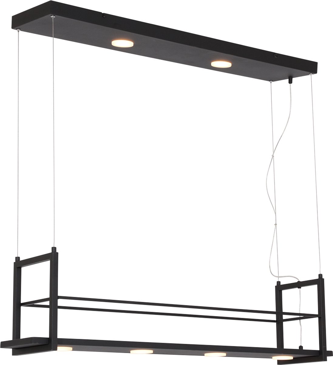 Zwarte verstelbare eettafellamp met frame | 6 lichts | zwart | metaal | in hoogte verstelbaar tot 150 cm | eetkamer / eettafel lamp | modern / sfeervol design