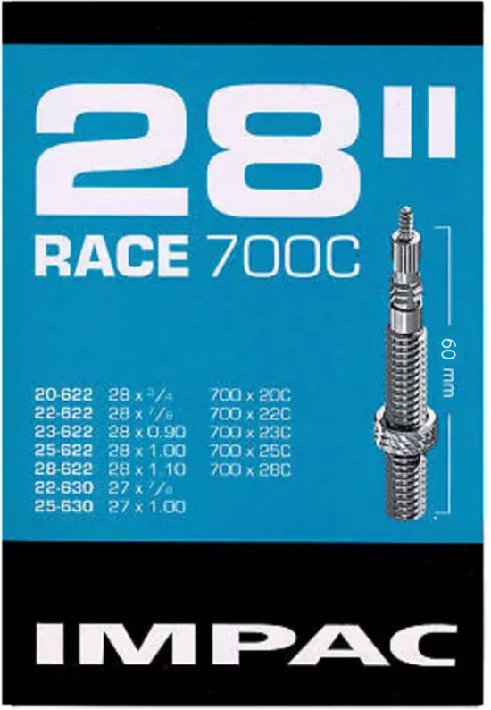 Imp Binnenband (by Schwalbe) SV28 Race, 28x1 ETRTO 20/28-622/630, Ventiel: Frans 60mm van Schwalbe — afbeelding 2