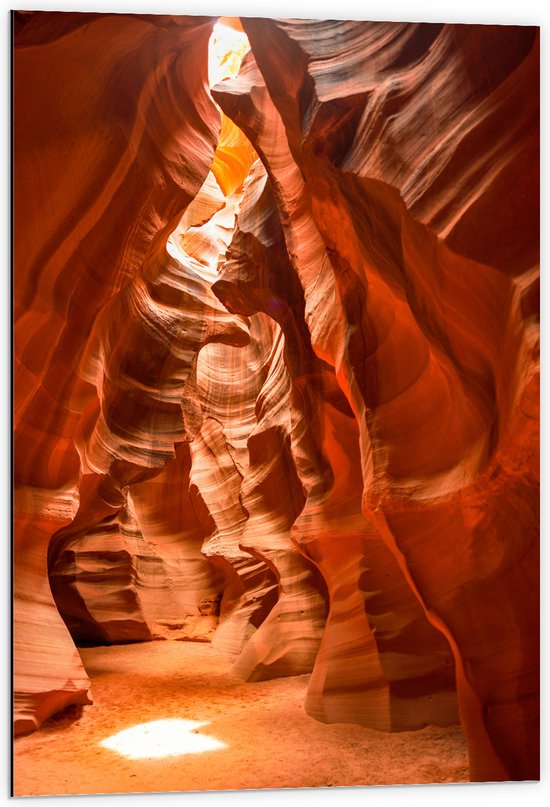 WallClassics - Dibond - Antelope Canyon Gang in Ravijn - 60x90 cm Foto op Aluminium (Met Ophangsysteem)