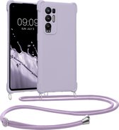 kwmobile telefoonhoesjegeschikt voor Oppo Find X3 Neo - Hoesje van siliconen met telefoonkoord - In lila wolk