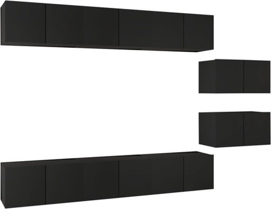 vidaXL - Tv-meubelen - 8 - st - bewerkt - hout - zwart
