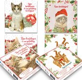 Franciens Katten kerstkaarten - mapje met 4x5 stuks - set 3