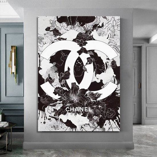 Tableau Toile Luxe Fleur Chanel | 100 x 150 | Salle de séjour | Chambre à coucher | Bureau | Musique | Design | Art | Moderne | ** 2 CM D'ÉPAISSEUR ! †
