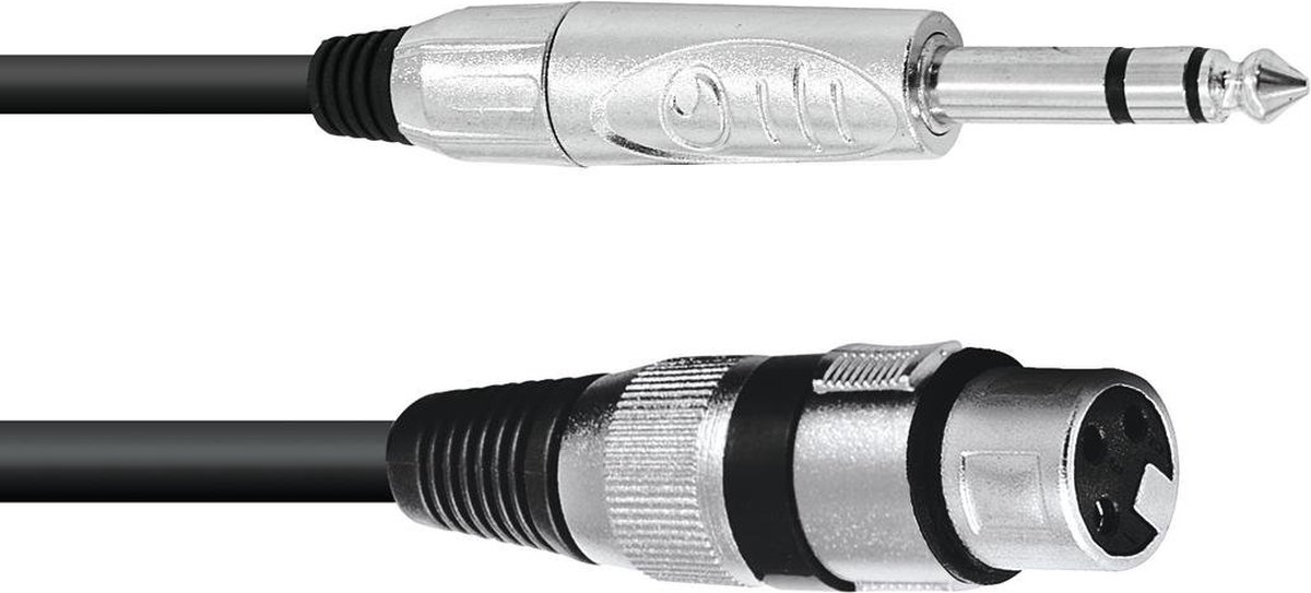 Omnitronic 30225182 XLR Adapterkabel [1x XLR-bus 3-polig - 1x Jackplug male 6,3 mm (stereo)] 2.00 m Zwart