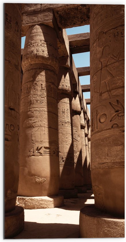 WallClassics - Dibond - Hypostyle Zaal in Karnak - Egypte - 50x100 cm Foto op Aluminium (Met Ophangsysteem)