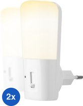 Vivid Green Nachtlampje stopcontact 2 stuks - Voor kinderen, volwassenen en baby - Stekkerlamp - Nachtlampjes - Dimbaar - Babykamer - Wit