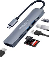 Brightside USB hub 3.0 - 6 in 1 USB C hub HDMI - USB splitter - SD kaartlezer