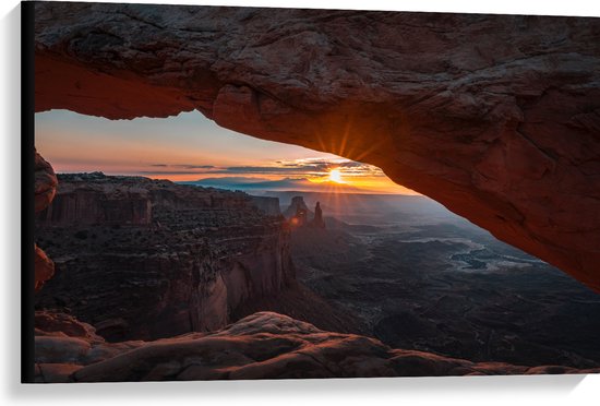 WallClassics - Toile - Coucher de soleil sur le parc national de Canyonlands - 90x60 cm Photo sur toile (art Décoration murale sur toile)