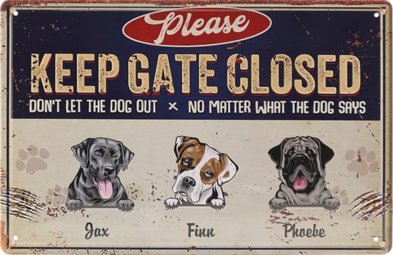 Indigos UG Aufkleber 'Please Close The Gate' – 200x150mm, Wetterfest, Selbstklebend, Für Hundebesitzer