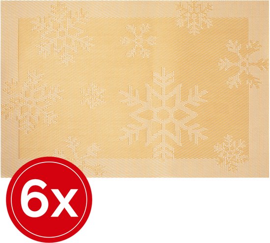 QeeFop van 6 placemats sneeuwvlokken placemats, pvc, kerstplacemat, holle placemat voor Kerstmis, verjaardag, bruiloft, banket, wasbaar, warmte-isolatie (goud QeeFop van 6 placemats sneeuwvlokken placemats, pvc, kerstplacemat, holle placemat voor Kerstmis, verjaardag, bruiloft, banket, wasbaar, warmte-isolatie (goud